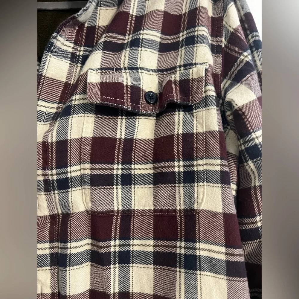 L.L. Bean Men's Plaid Shacket Fleece Button Up Flannel - Size Large